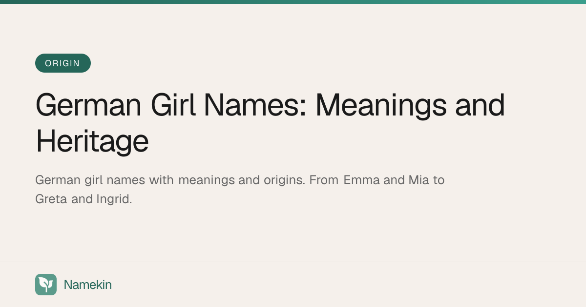 German Girl Names | Namekin