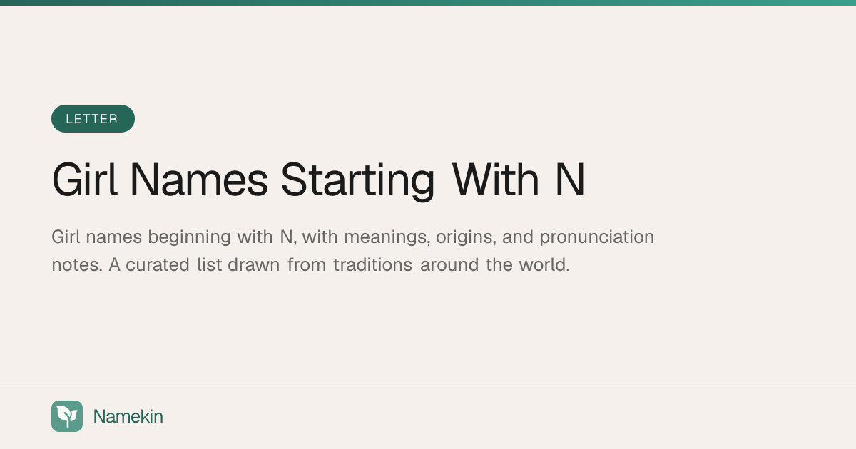 Girl Names Starting With N | Namekin